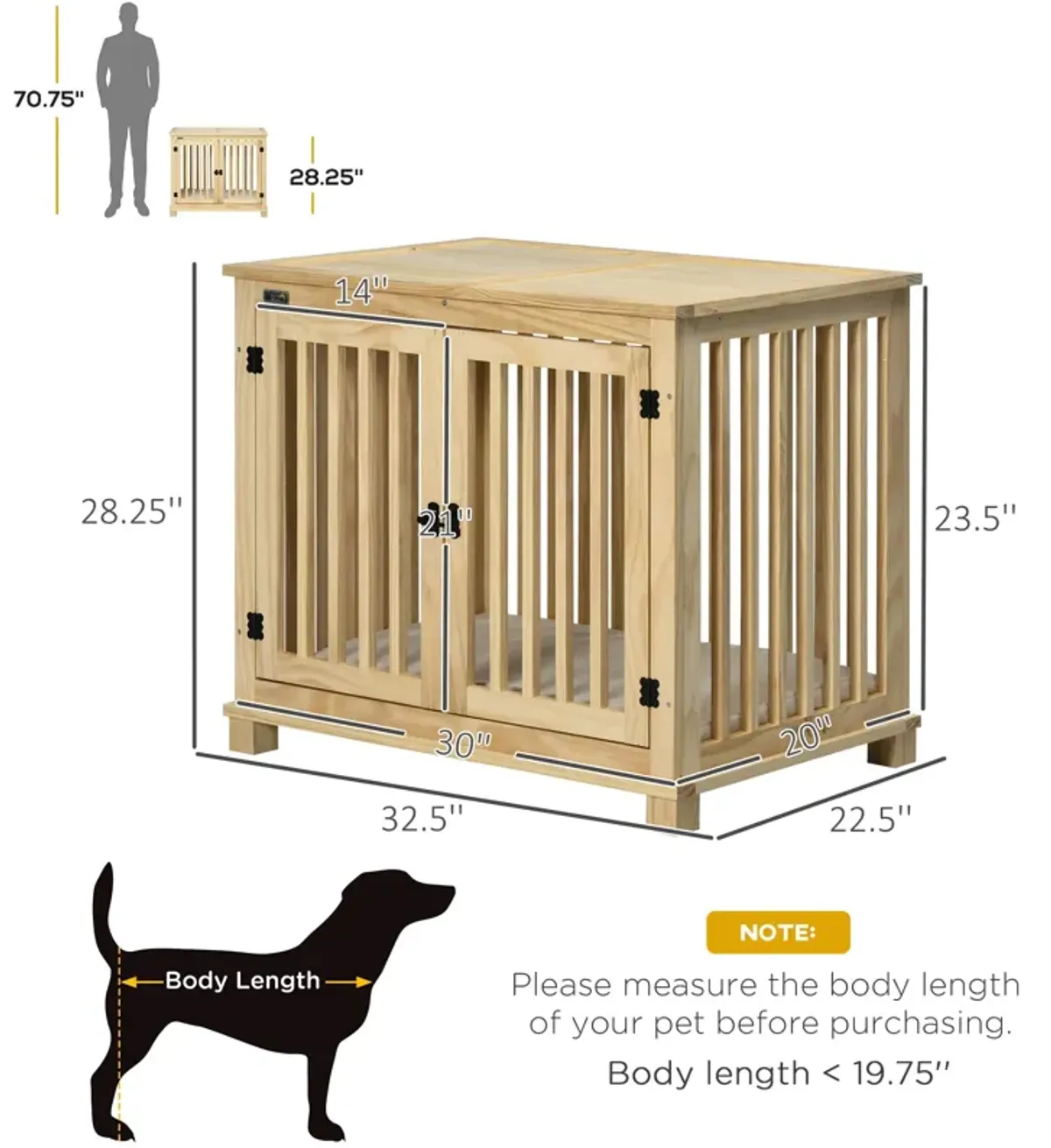 Natural Pet Furniture: Wooden Dog Crate End Table with Cushion