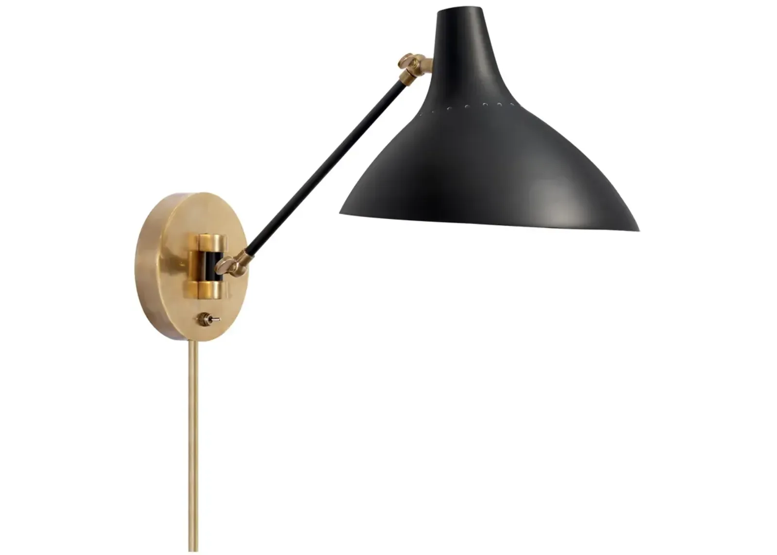 Charlton Wall Light in Black and Hand-Rubbed Antique Brass