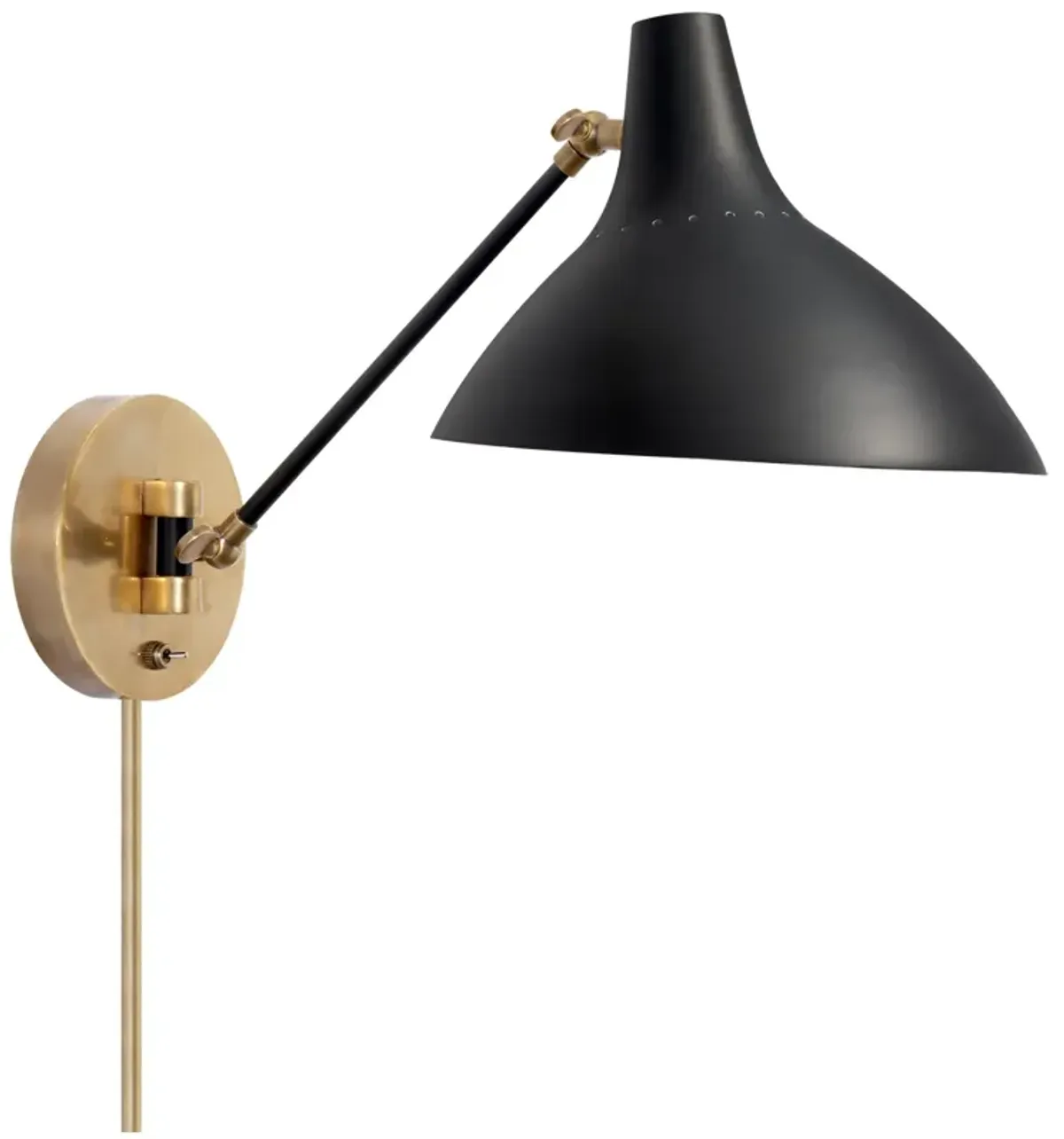 Charlton Wall Light in Black and Hand-Rubbed Antique Brass