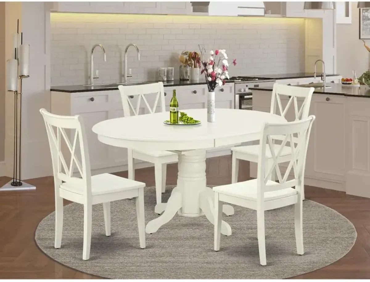 East West Furniture Dining Room Set Linen White, AVCL5-LWH-W