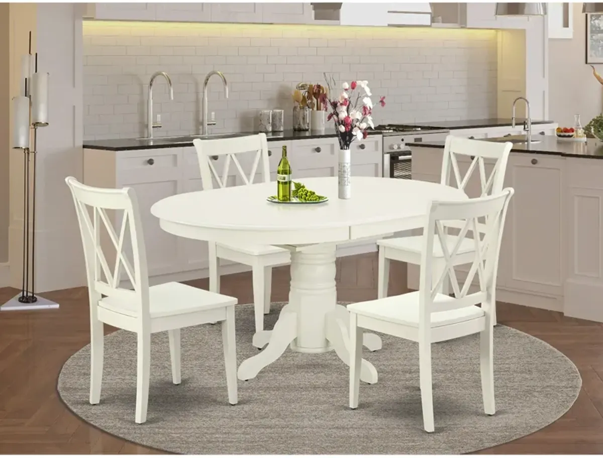 East West Furniture Dining Room Set Linen White, AVCL5-LWH-W