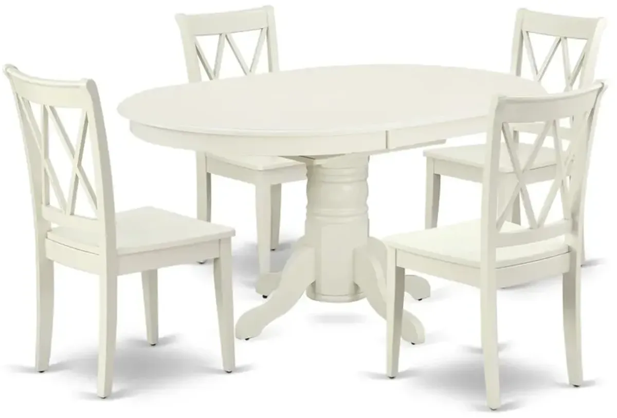 East West Furniture Dining Room Set Linen White, AVCL5-LWH-W