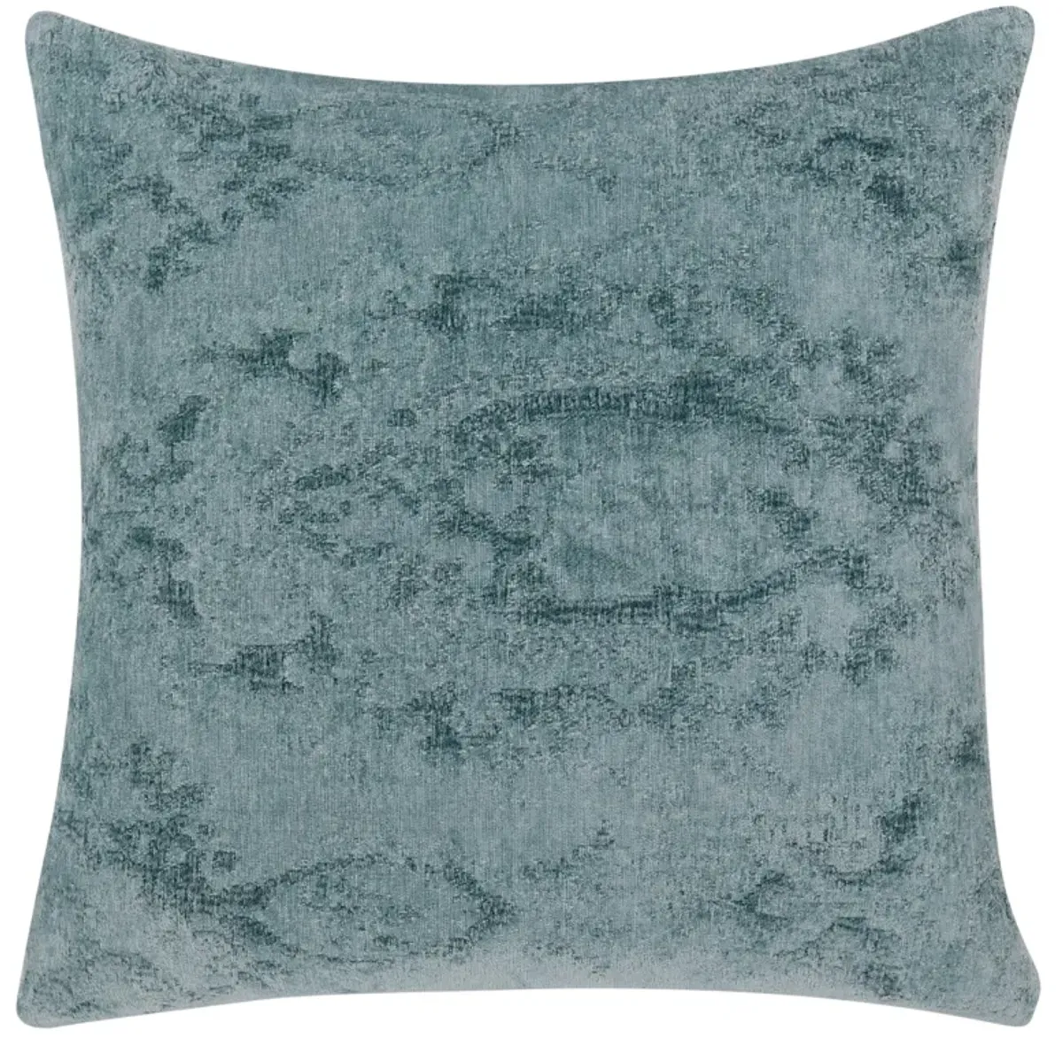 Piper Accent Throw Pillow, 22 Inch Square, Blue Chenille Woven Pattern - Benzara
