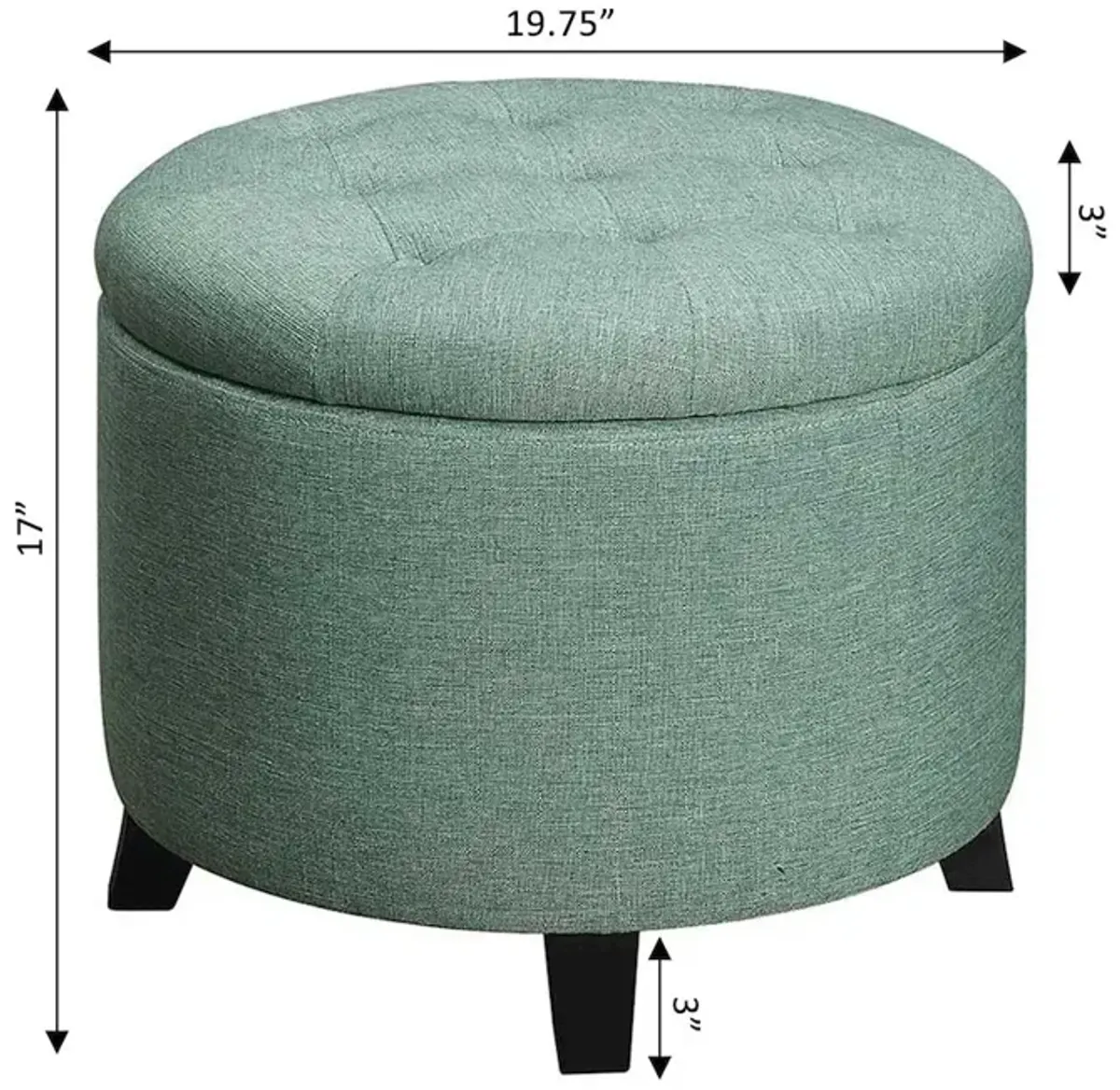 Convenience Concepts Designs4Comfort Round Storage Ottoman