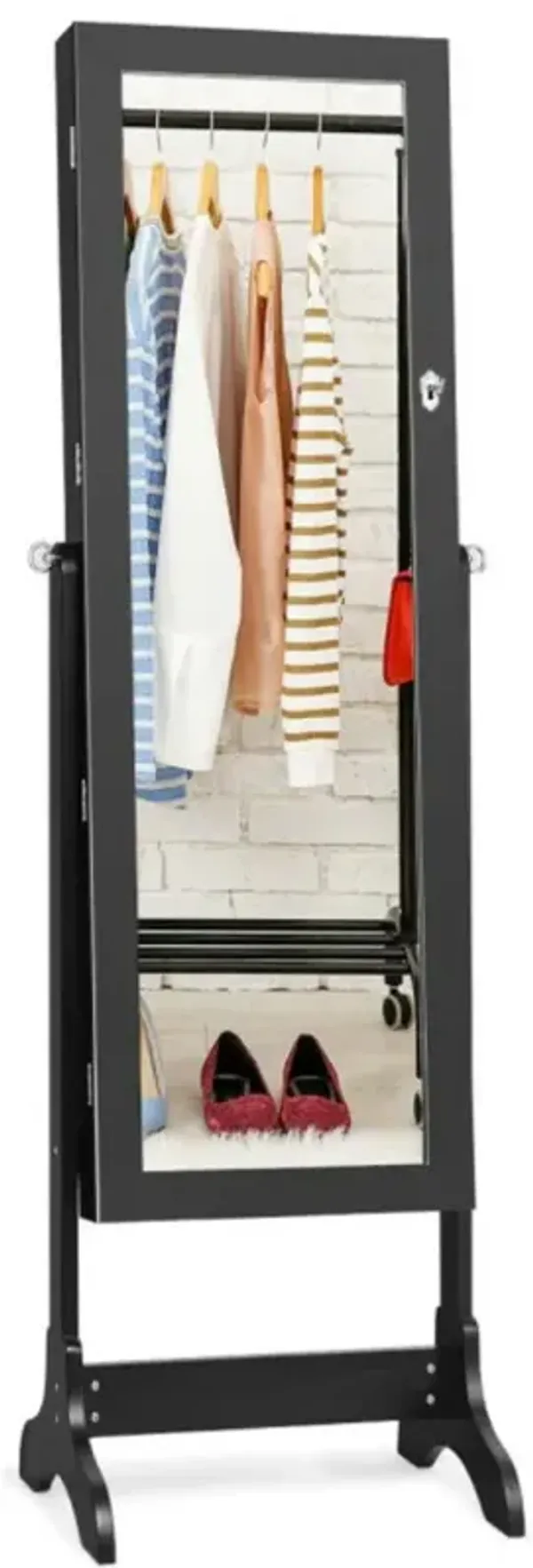 Hivvago Lockable Mirrored Jewelry Cabinet Armoire Storage Organizer Box