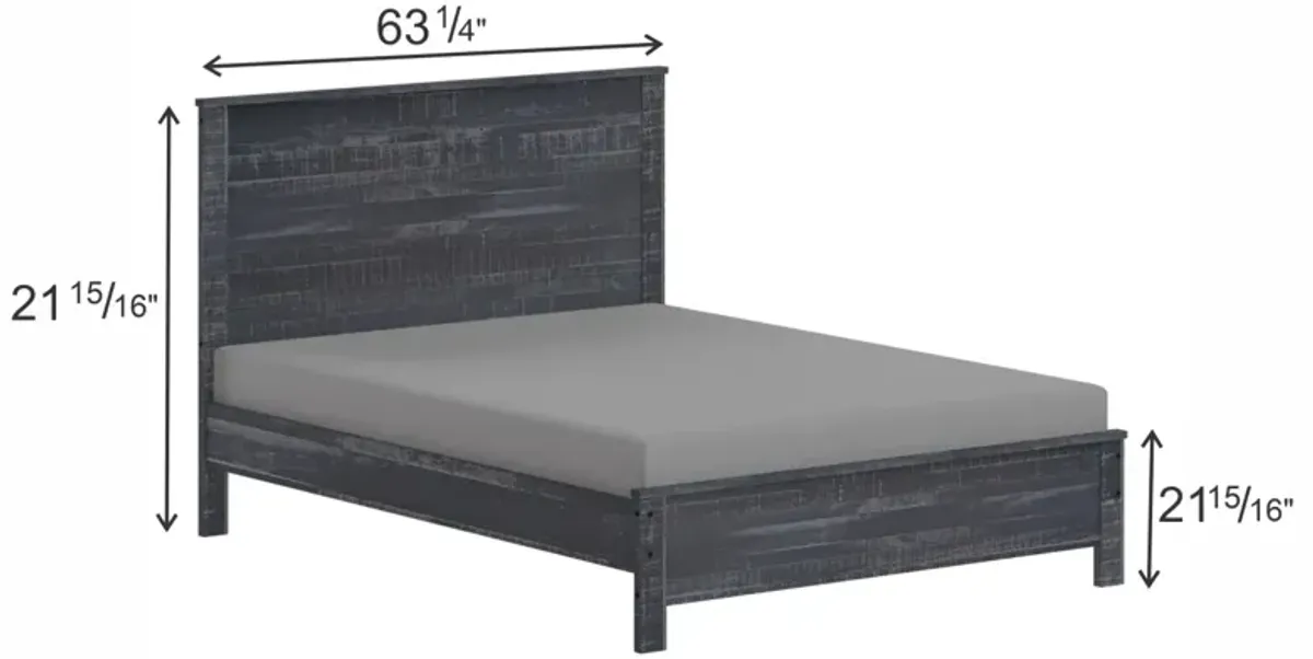 Albany Solid Wood Grey Bed, Modern Rustic Wooden Queen Size Bed Frame Box Spring Needed