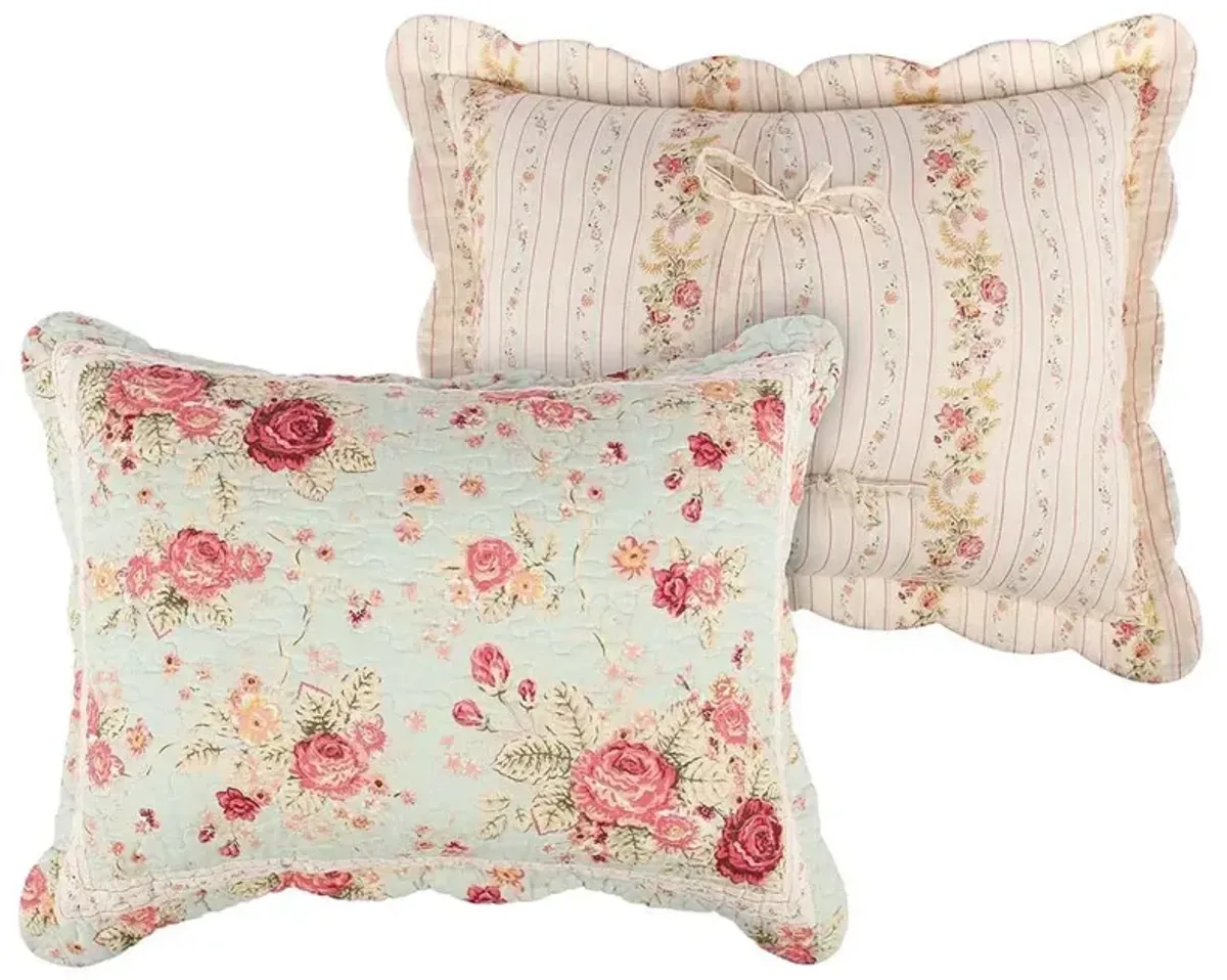 Greenland Home Antique Rose Authentic Patchwork Construction Quilt Set 2-Piece