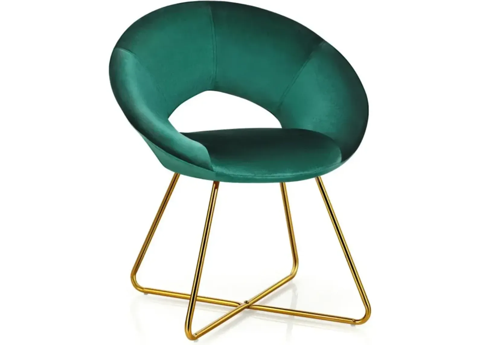 Hivvago Modern Accent Velvet Dining Arm Chair with Golden Metal Legs and Soft Cushion