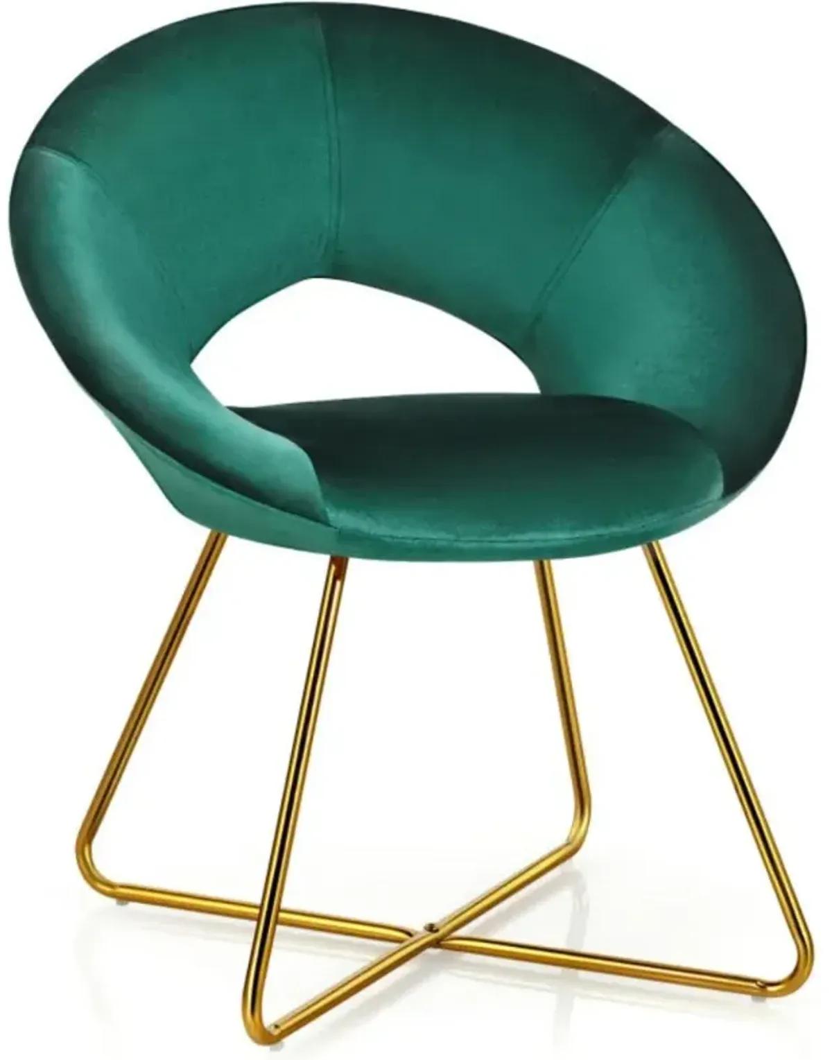 Hivvago Modern Accent Velvet Dining Arm Chair with Golden Metal Legs and Soft Cushion