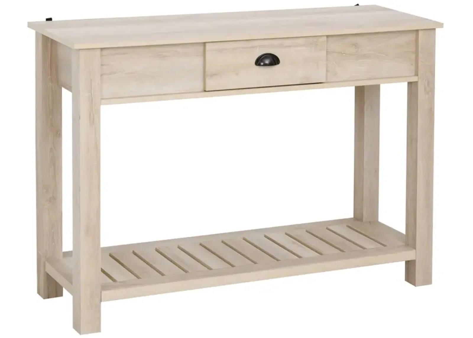 White Oak Entryway Table: Console with Drawer and Bottom Shelf