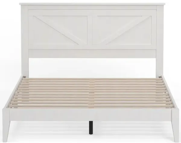 Glenwillow Home Farmhouse Wood Platform Bed in Queen - White