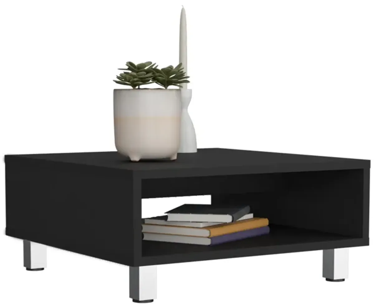 Chiniak Coffee Table 10.6" H, 1 shelf, 4 legs, Black