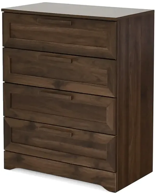 Vinie Tall Dresser Chest, 2 Half and 2 Large Drawers, Walnut Brown - Benzara