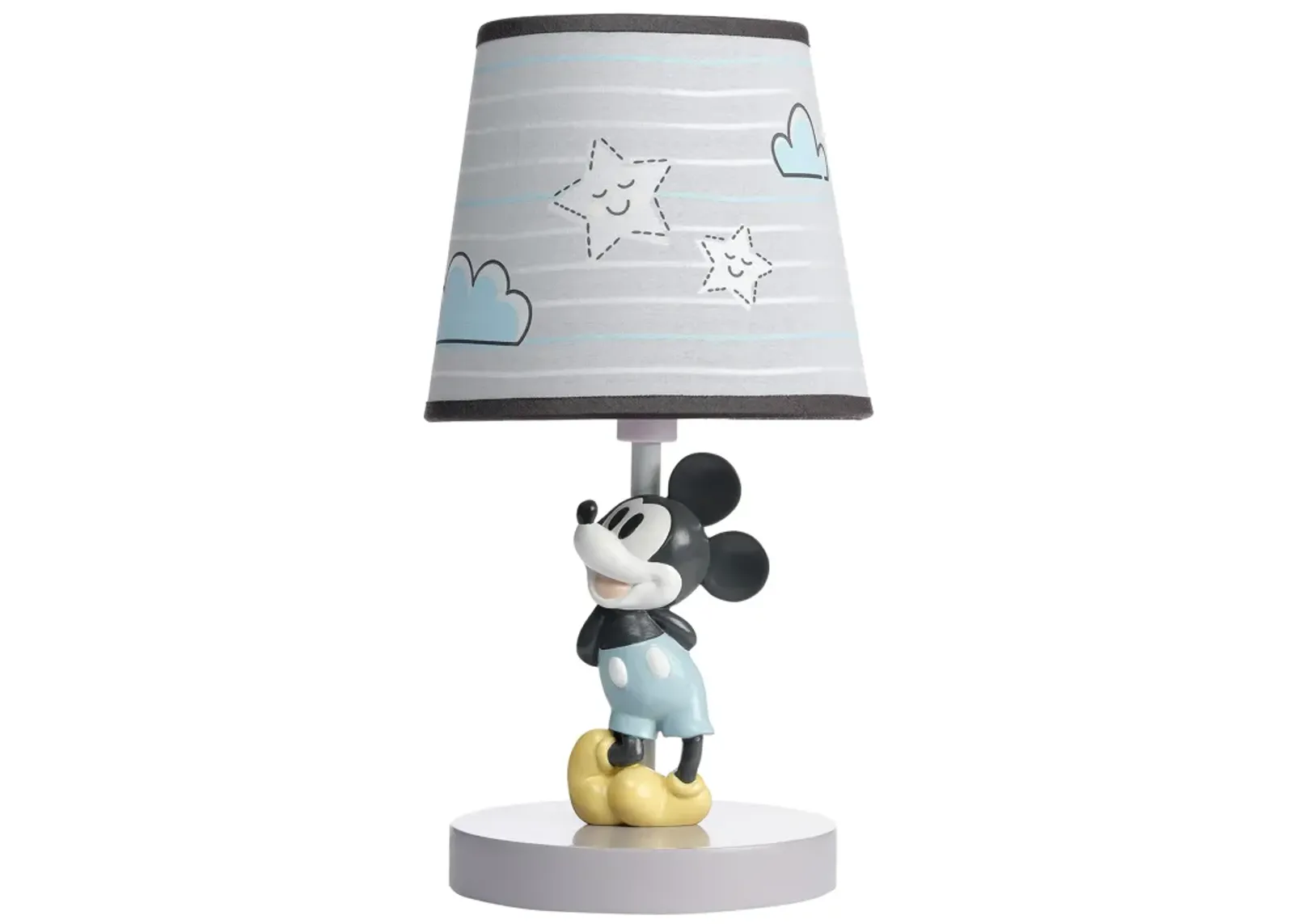 Lambs & Ivy Disney Baby Moonlight Mickey Mouse Lamp with Shade & Bulb - Gray