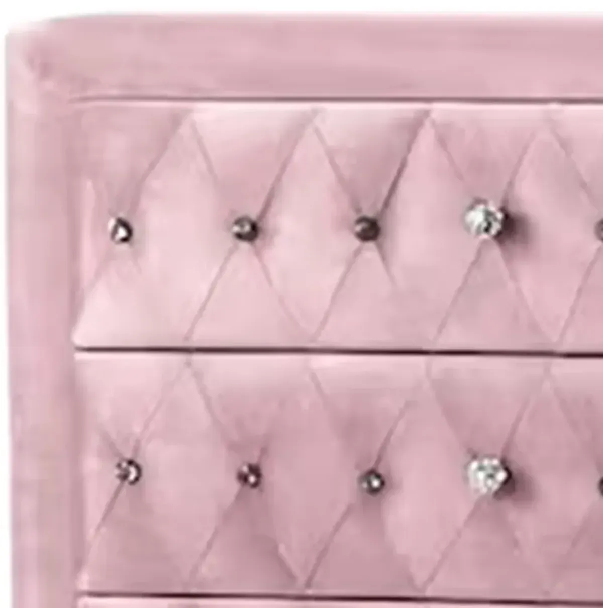 Benjara Zoha 49 Inch Tall Dresser Chest, 5 Drawer, Cabriole Legs, Upholstery, Pink and Silver