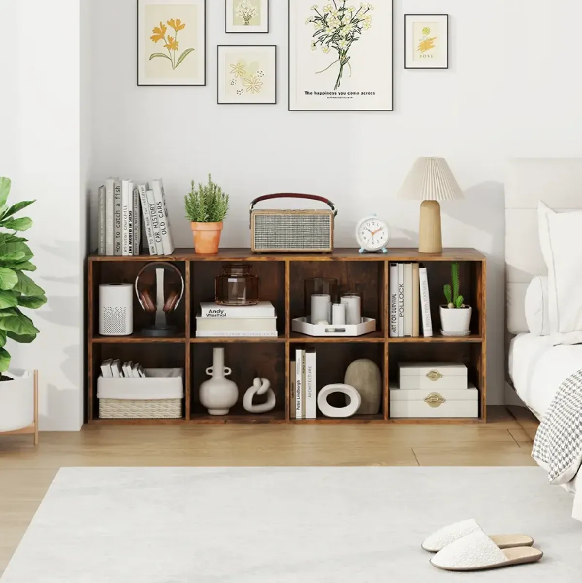 8-Cube Display Shelf with 2 Anti-Tip Kits – Stylish Storage Organizer for Modern Interiors