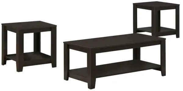 Monarch Specialties I 7990P Table Set, 3pcs Set, Coffee, End, Side, Accent, Living Room, Laminate, Brown, Transitional