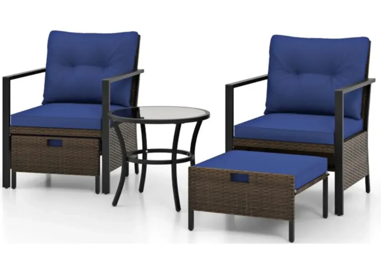 Hivvago 4 Piece Outdoor Furniture Set with Glass Topped Coffee Table