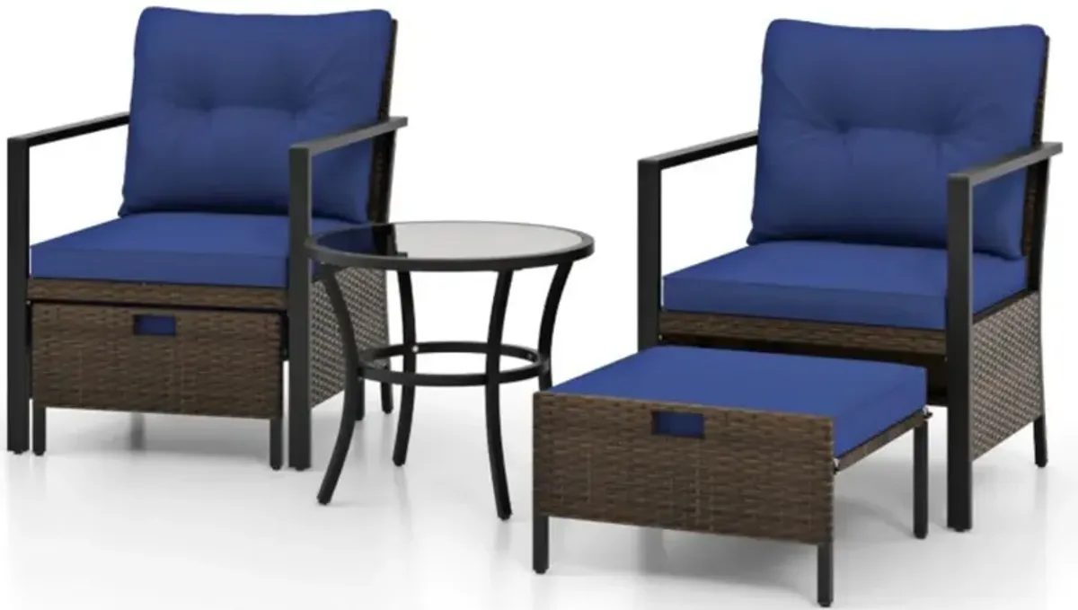 Hivvago 4 Piece Outdoor Furniture Set with Glass Topped Coffee Table