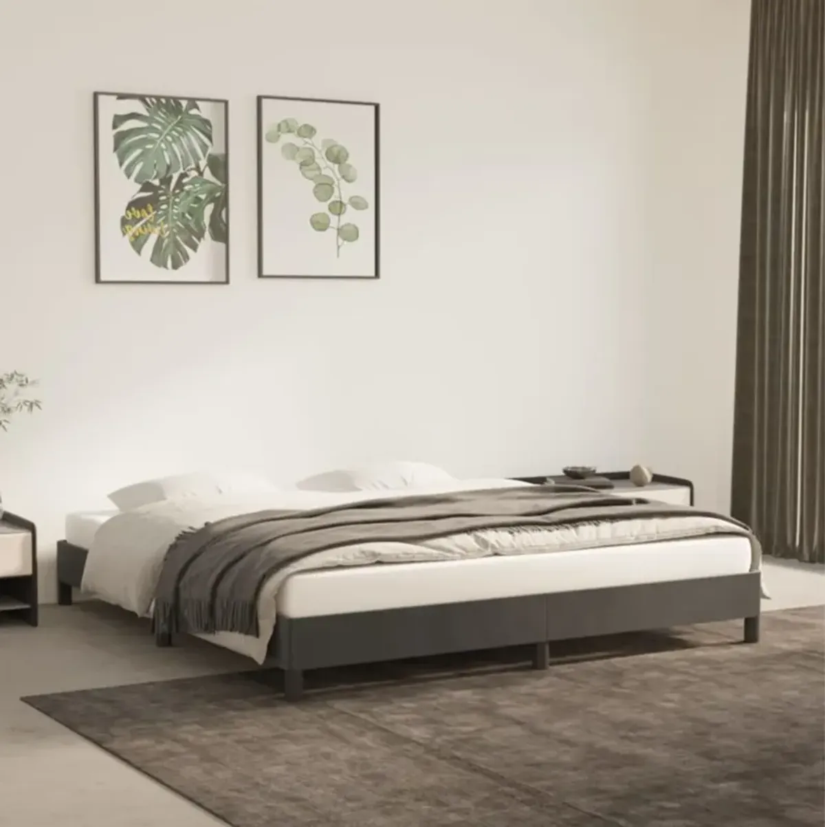 vidaXL Velvet Bed Frame - Dark Gray - California King - 72"x83.9" - Modern Design - Compatible with 85" x 73.2" x 9.8" Mattress - Plywood and Engineered Wood Construction