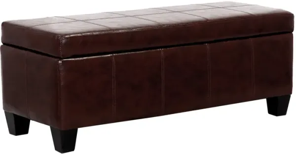 WestinTrends 42" Wide Faux Leather Rectangle Ottoman With Storage