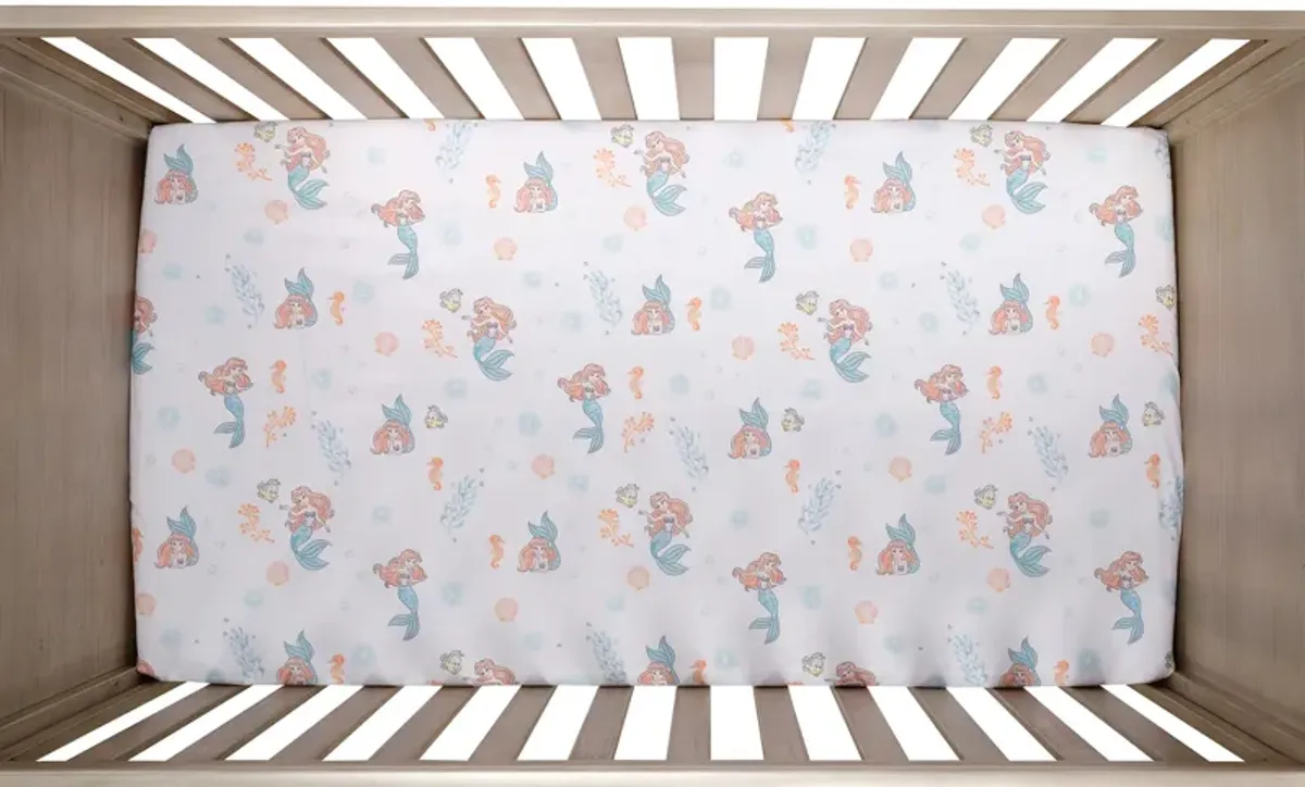 Bedtime Originals Disney Baby The Little Mermaid White Fitted Crib Sheet - Ariel