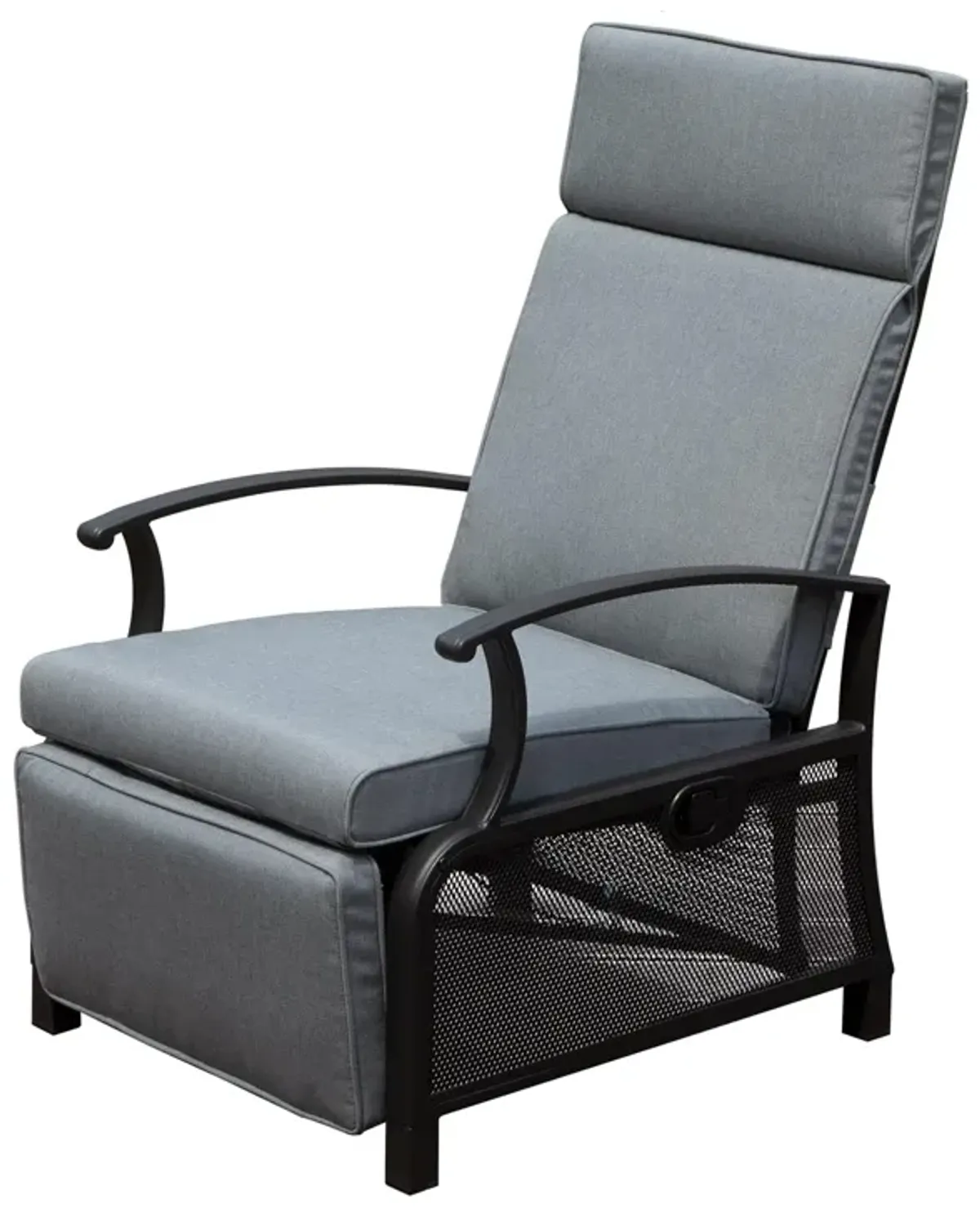 MONDAWE Adjustable Patio Recliner Chair Metal Outdoor Lounge Chair with Flip Table Push Back, Adjustable Angle, With Removable Cushions