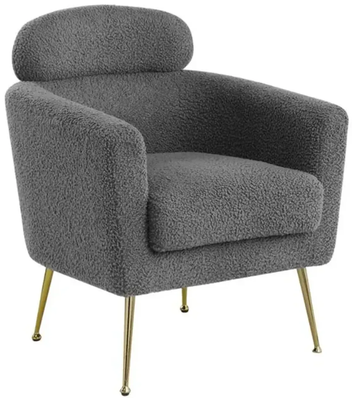 Best Quality Furniture Accent chair with grey vegan (faux) fur and gold chrome legs