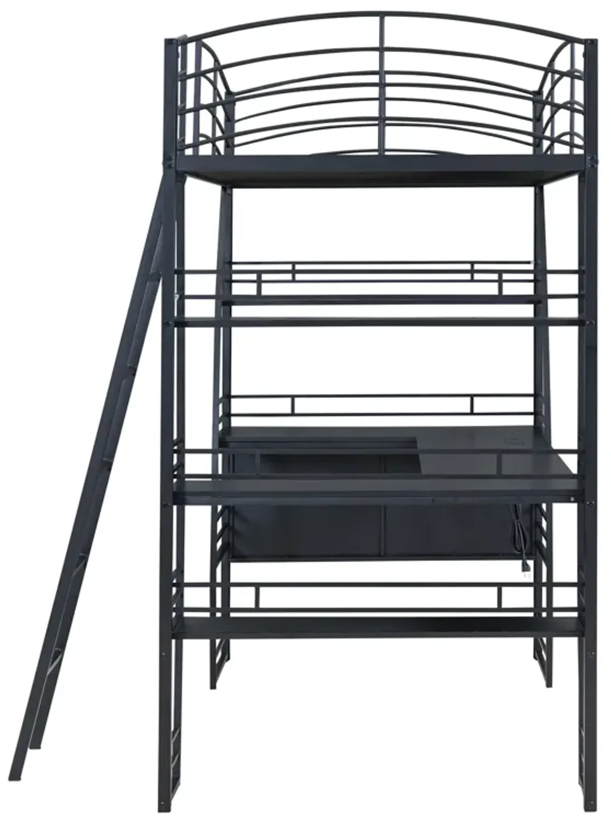 Merax Metal Frame Loft Bed with 4 Layers of Shelves