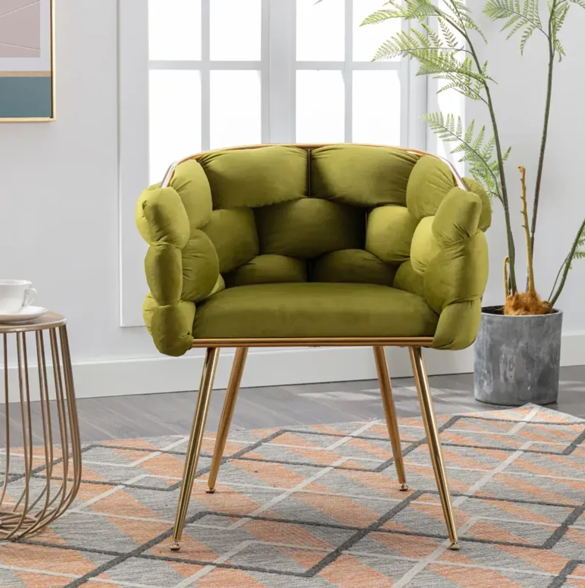 Olive Green Velvet Leisure Sofa Chair