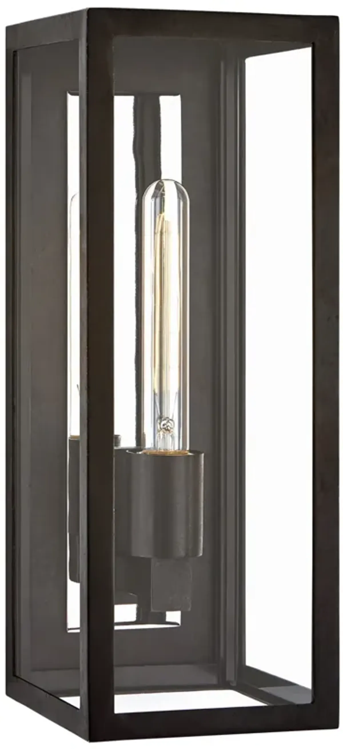 Fresno Medium 2-Light 3/4 Wall Lantern in Aged Iron with Clear Glass