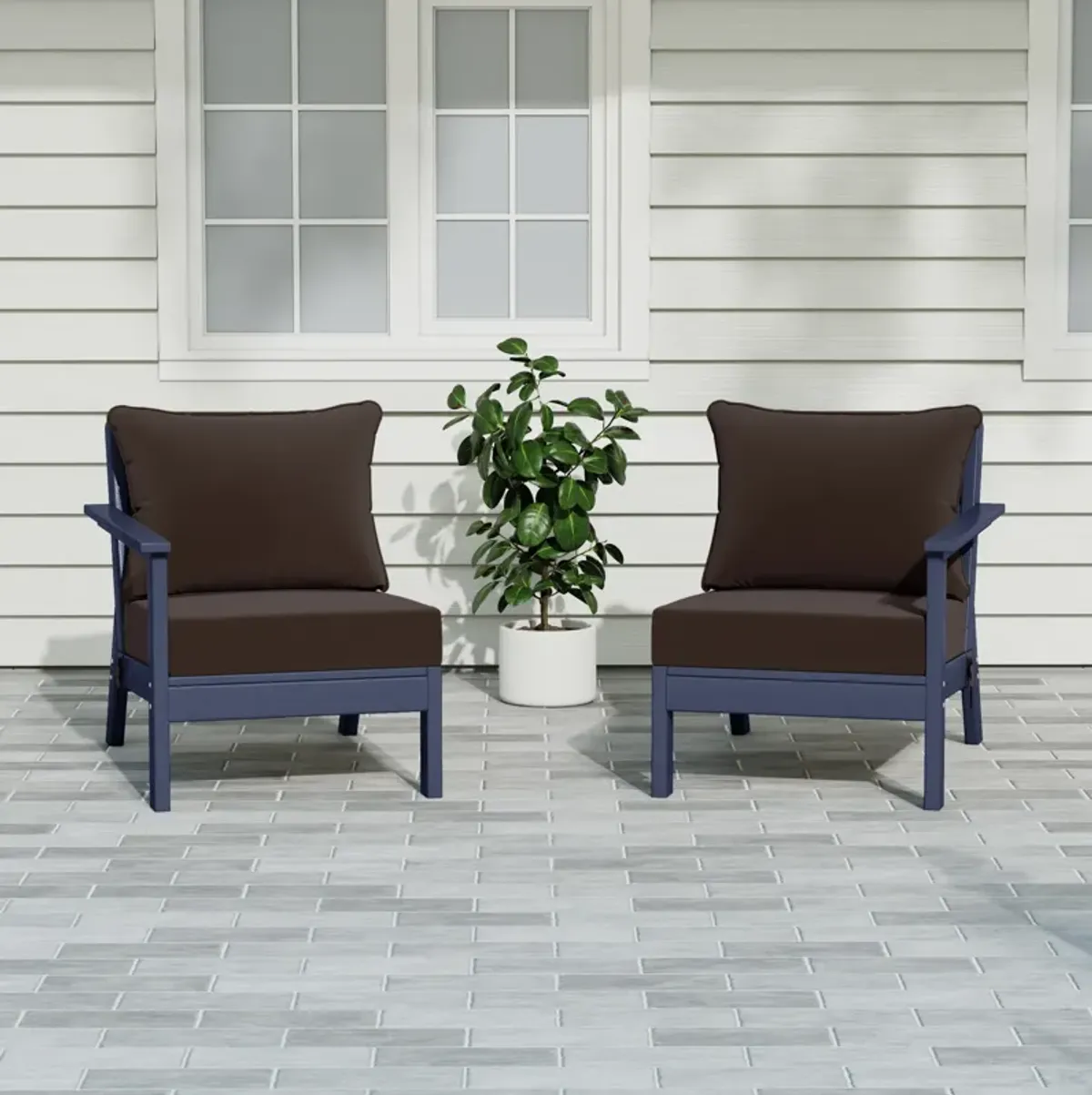 WestinTrends Outdoor Patio HDPE Loveseat Sofa with Patio Cushions