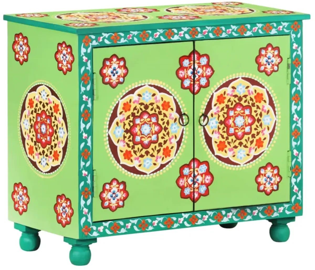 vidaXL Hand Painted Sideboard Multicolor 27.6"x13.8"x23.6" Solid Mango Wood
