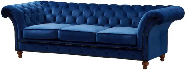 Crafters and Weavers Peyton Sloped Arm Chesterfield Sofa - Blue Velvet