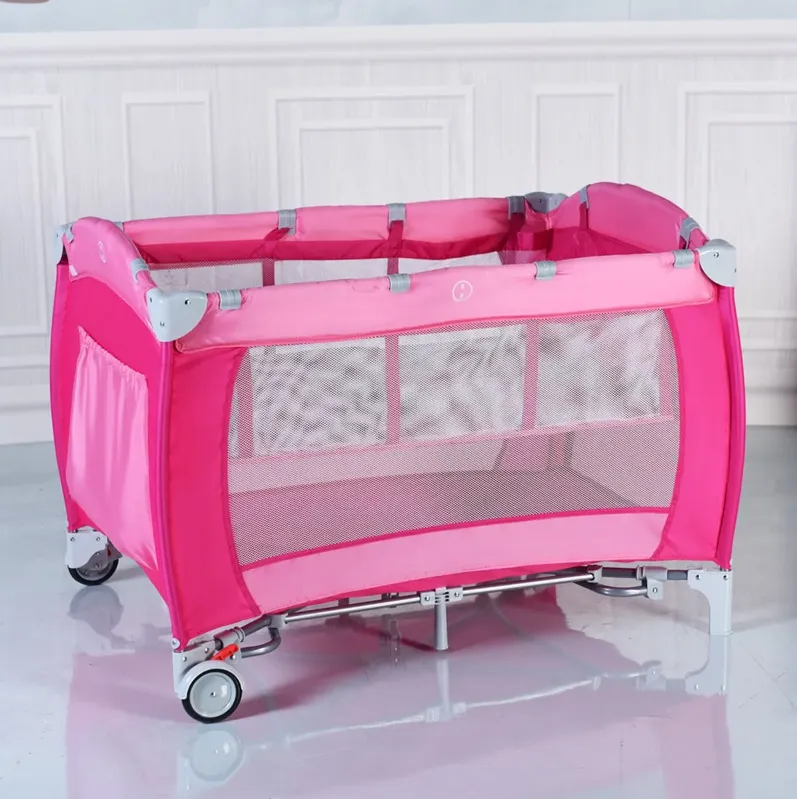 Foldable Baby Crib Playpen with Mosquito Net and Bag