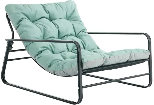 HomeMiYN Patio Outdoor Lounge Chair,Oversized Comfy Sling Recliner Chair,Support 500lbs with Extra Thick Puffy Cushion,Modern Outside Furniture Set for Backyard,Garden,Porch,Poolside,Teal Blue/Grey