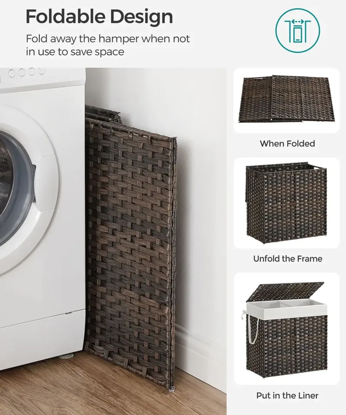 Collapsible Laundry Hamper Space-Saving Design with Easy-to-Carry Handles