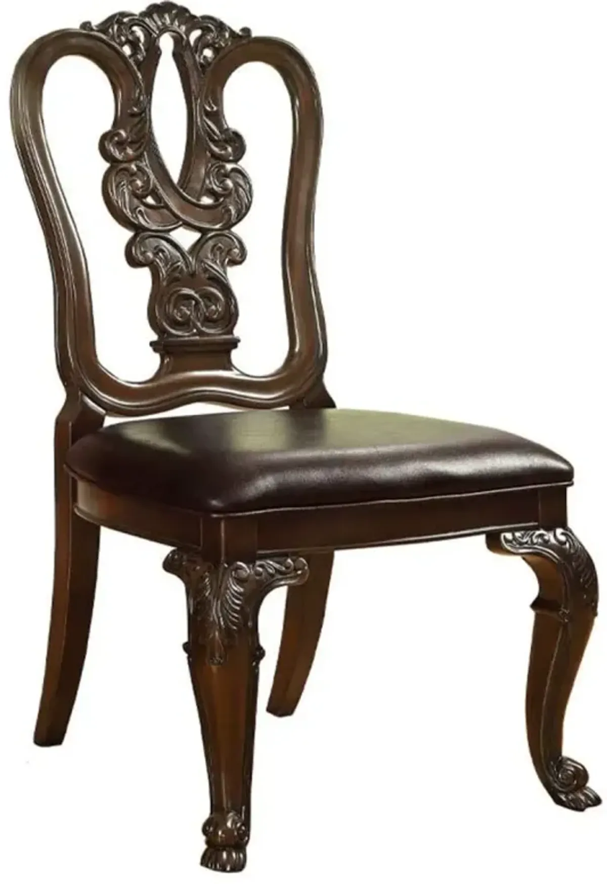 Intricate Brown Cherry Side Chairs Set