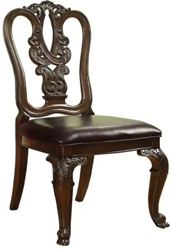 Streamdale Intricate Brown Cherry Side Chairs Set