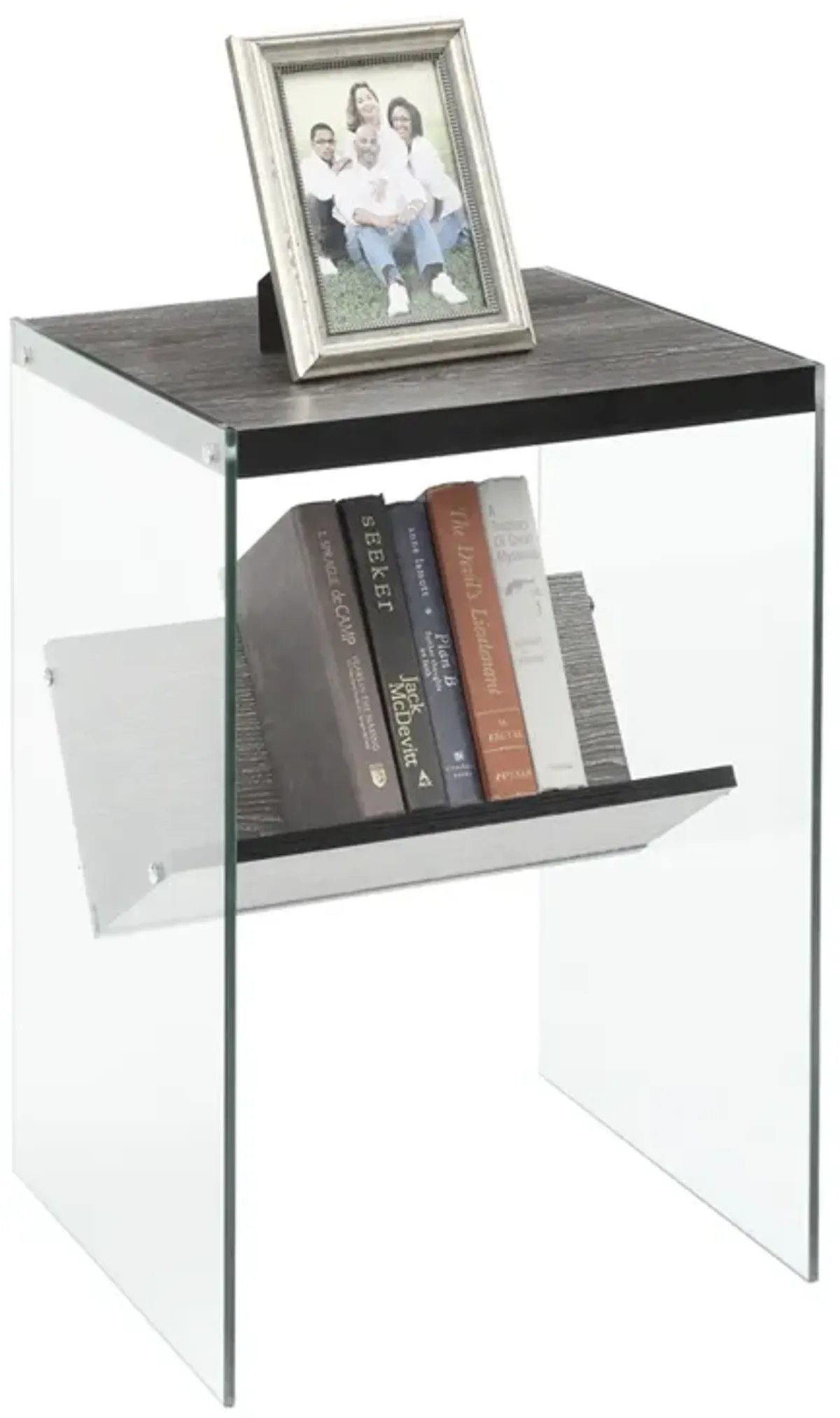 Convenience Concepts SoHo End Table, Weathered Gray / Glass