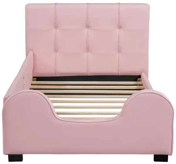 Merax Upholstered Platform Bed with Guardrail