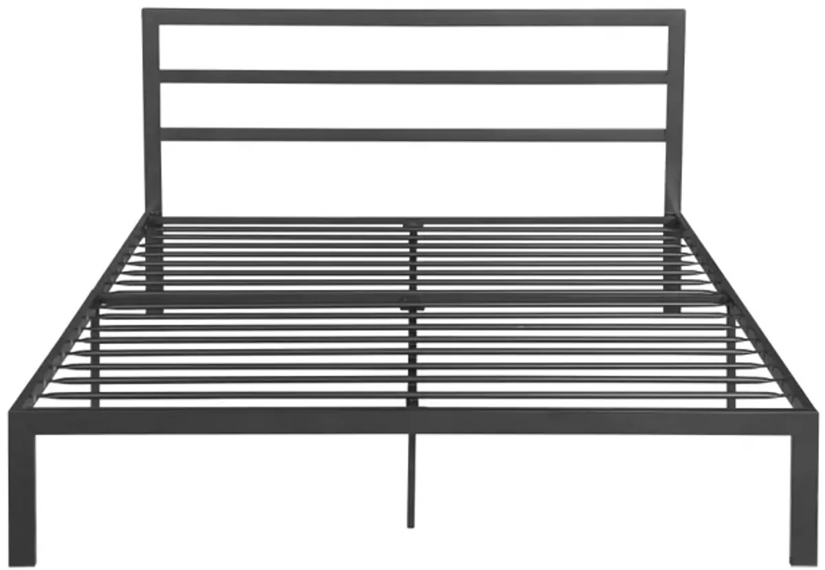 Queen Size Metal Bed Frame With Headboard Charcoal