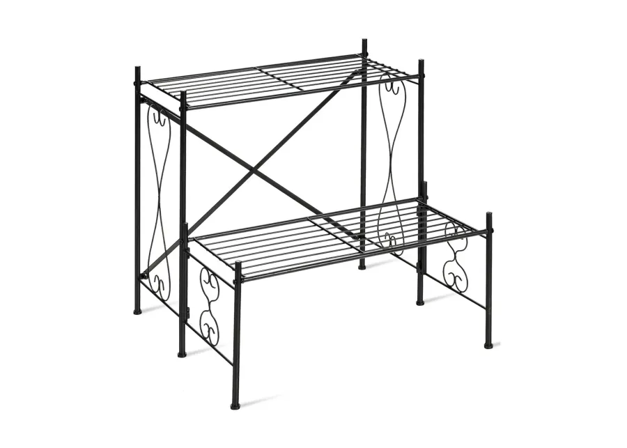 2-Tier Metal Plant Stand Garden Shelf