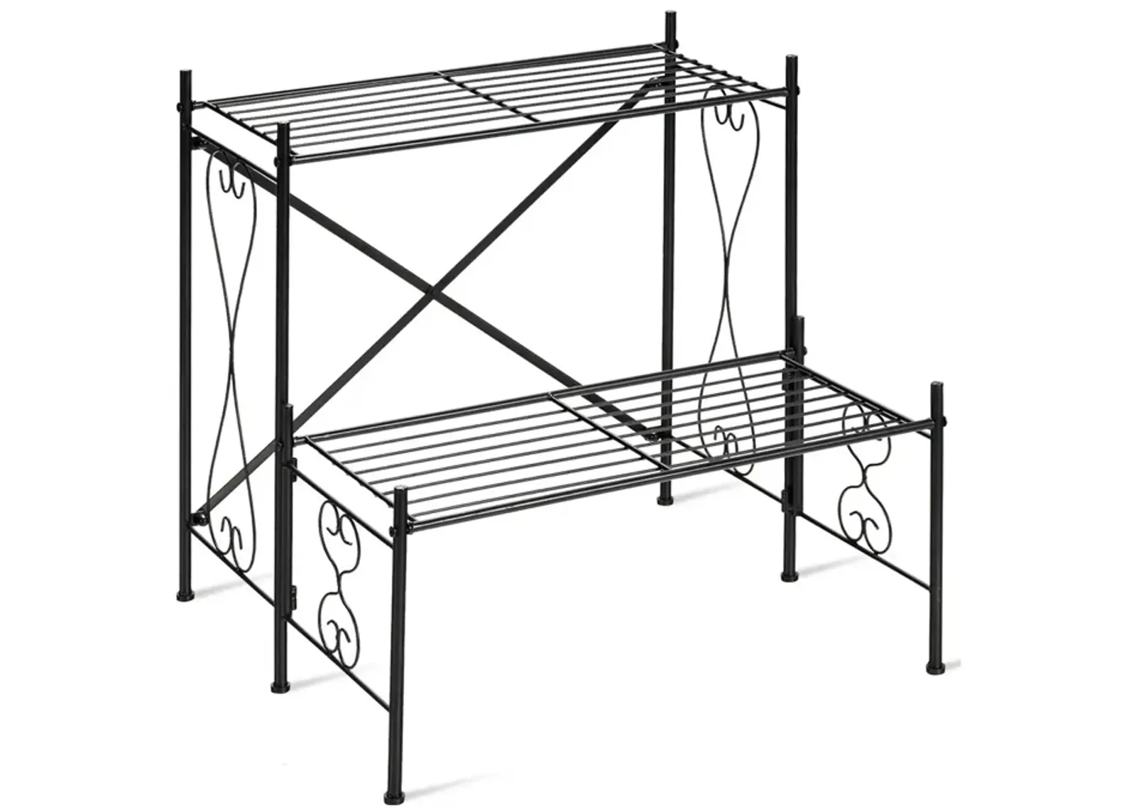 2-Tier Metal Plant Stand Garden Shelf