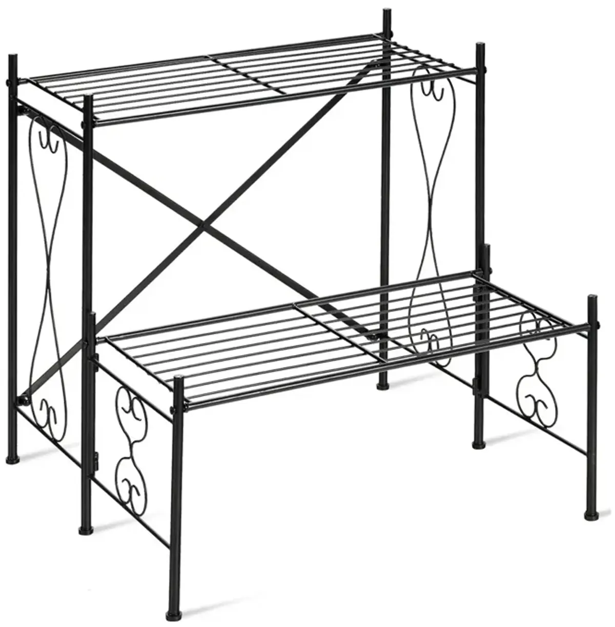 2-Tier Metal Plant Stand Garden Shelf