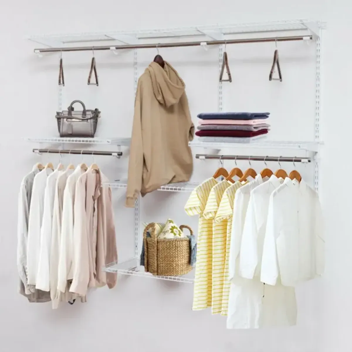 Hivvago Adjustable Wall Mounted Closet Rack System with Shelf