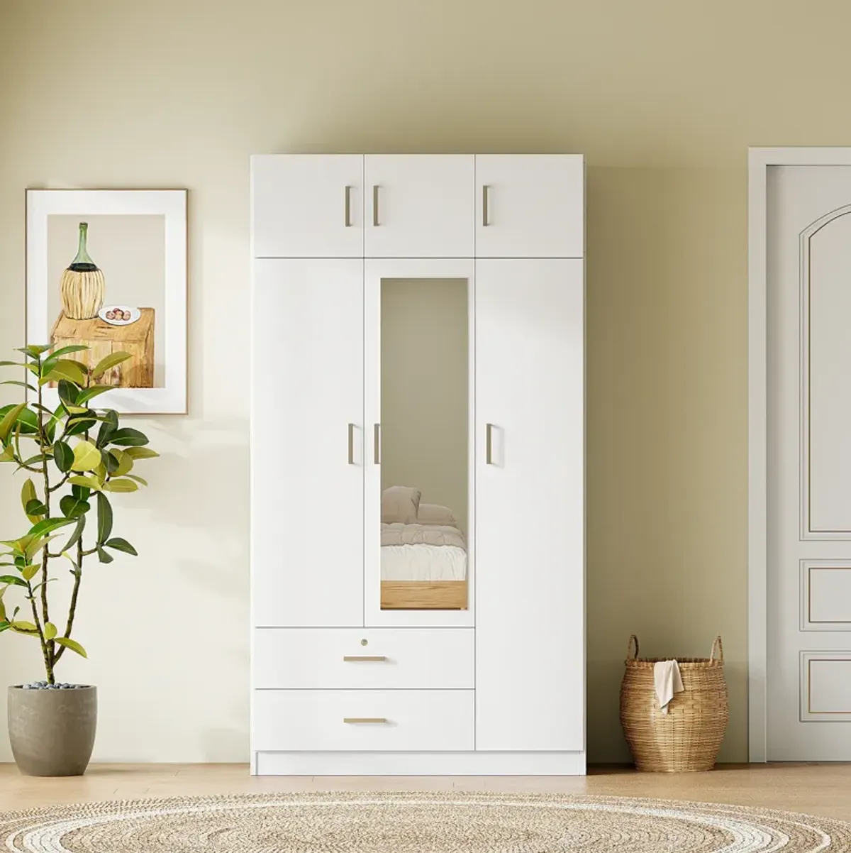 Merax Mirror Wardrobe with 2 Drawers