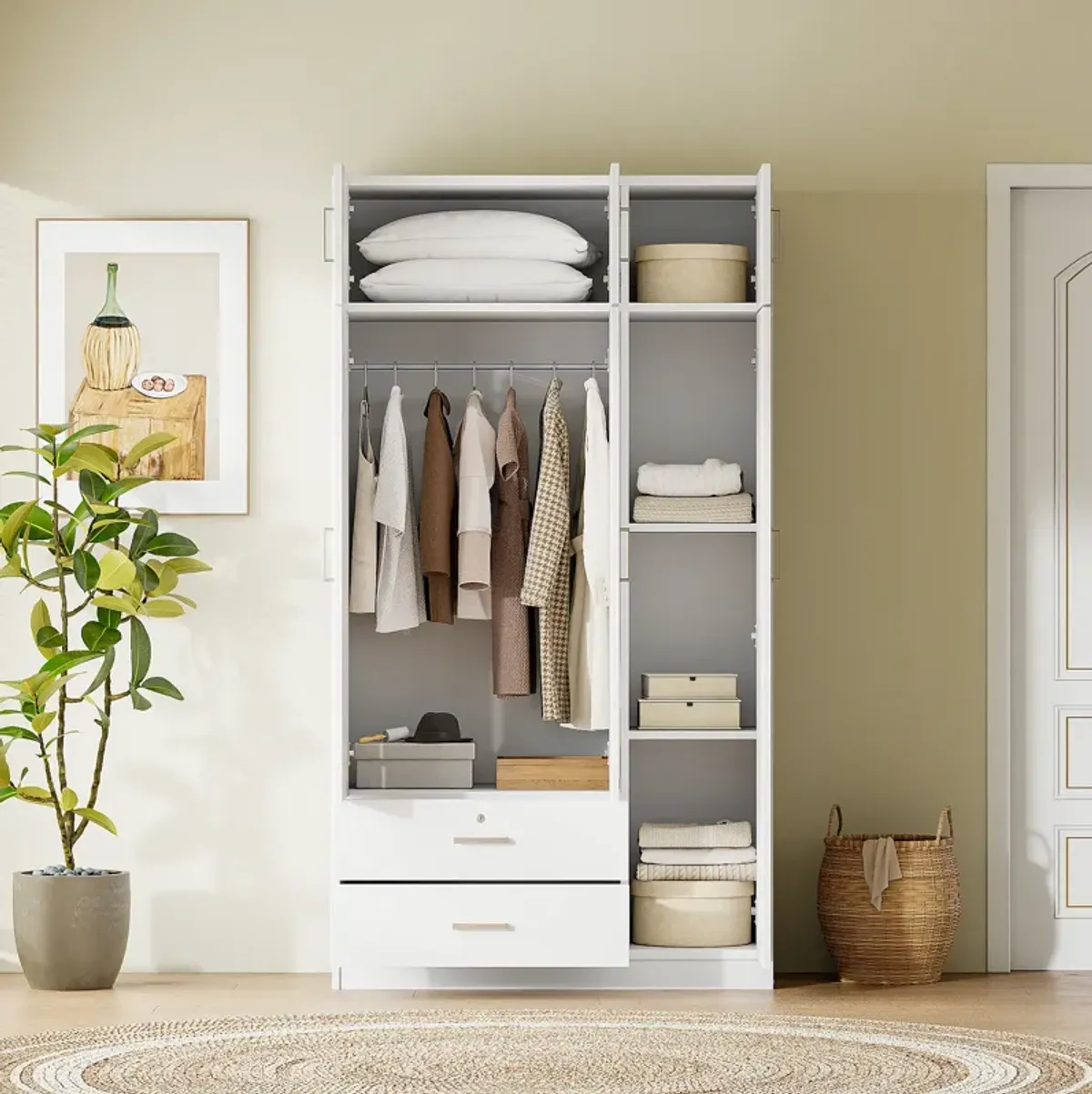 Merax Mirror Wardrobe with 2 Drawers