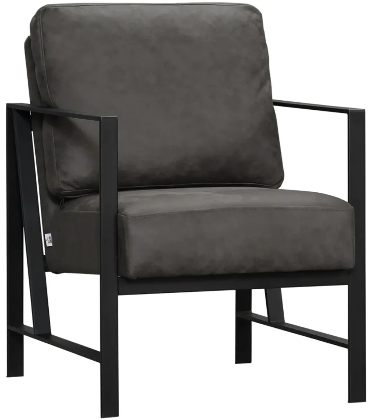 Slate Grey Accent Seat: Industrial-Inspired Faux Leather Chair