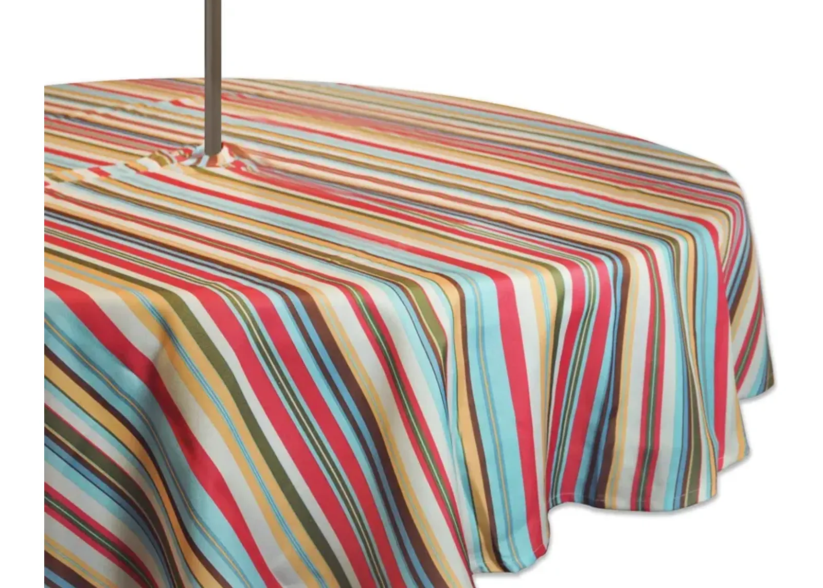 Vibrantly Colored Summer Striped Pattern Outdoor Rectangular Tablecloth with Zipper 60” x 84”